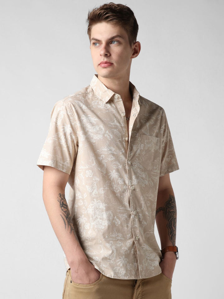 VASTRADO Men Classic Slim Fit Floral Opaque Printed Casual Shirt