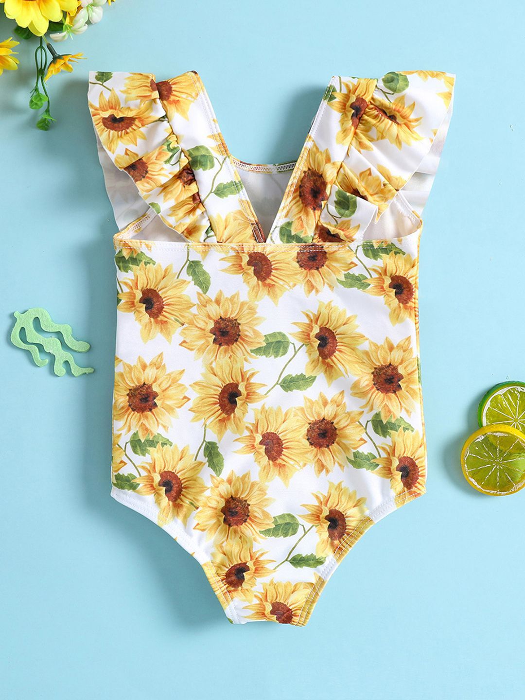 YK Girls Floral Printed Sleeveless Bodysuit