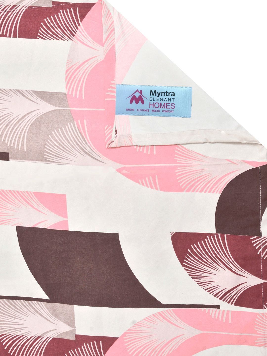 Myntra Elegant Homes White & Pink Geometric 300 TC Cadar dengan 2 Sarung Bantal