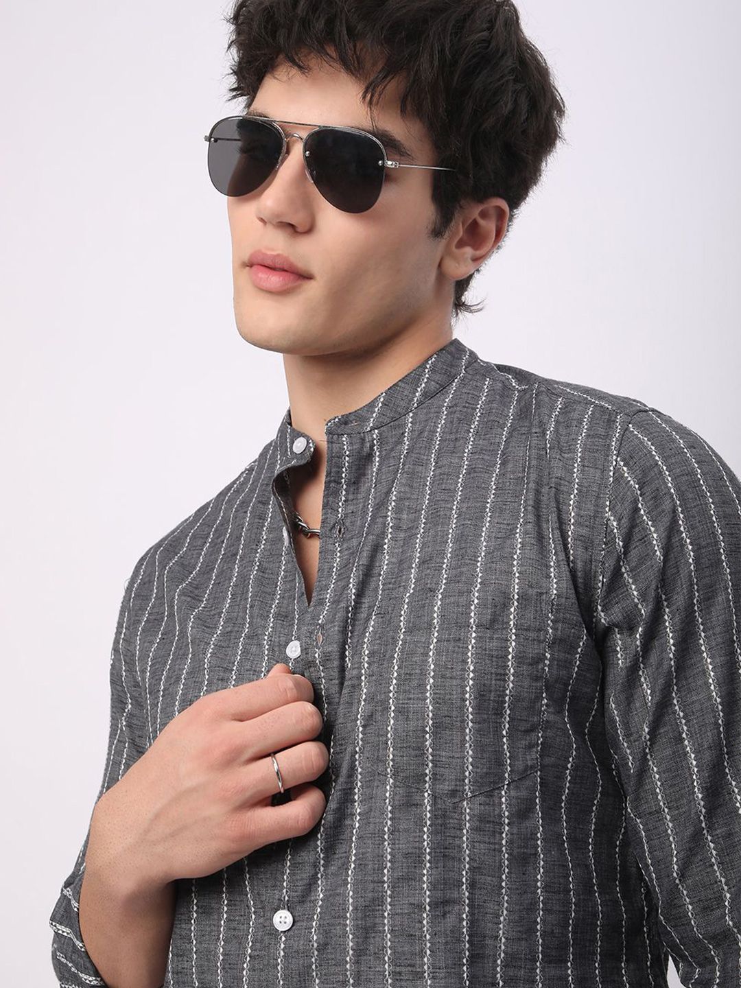 VASTRADO Men Classic Slim Fit Opaque Striped Casual Shirt
