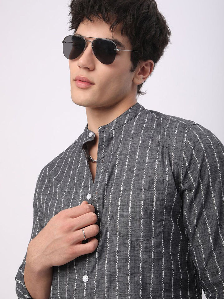 VASTRADO Men Classic Slim Fit Opaque Striped Casual Shirt