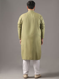 SOJANYA PLUS Plus Size Lelaki Band Collar Pure Cotton Kurta Lurus Dengan Piyama