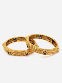 PANASH Set Of 2 24 CT Gold-Plated Antique Bangles