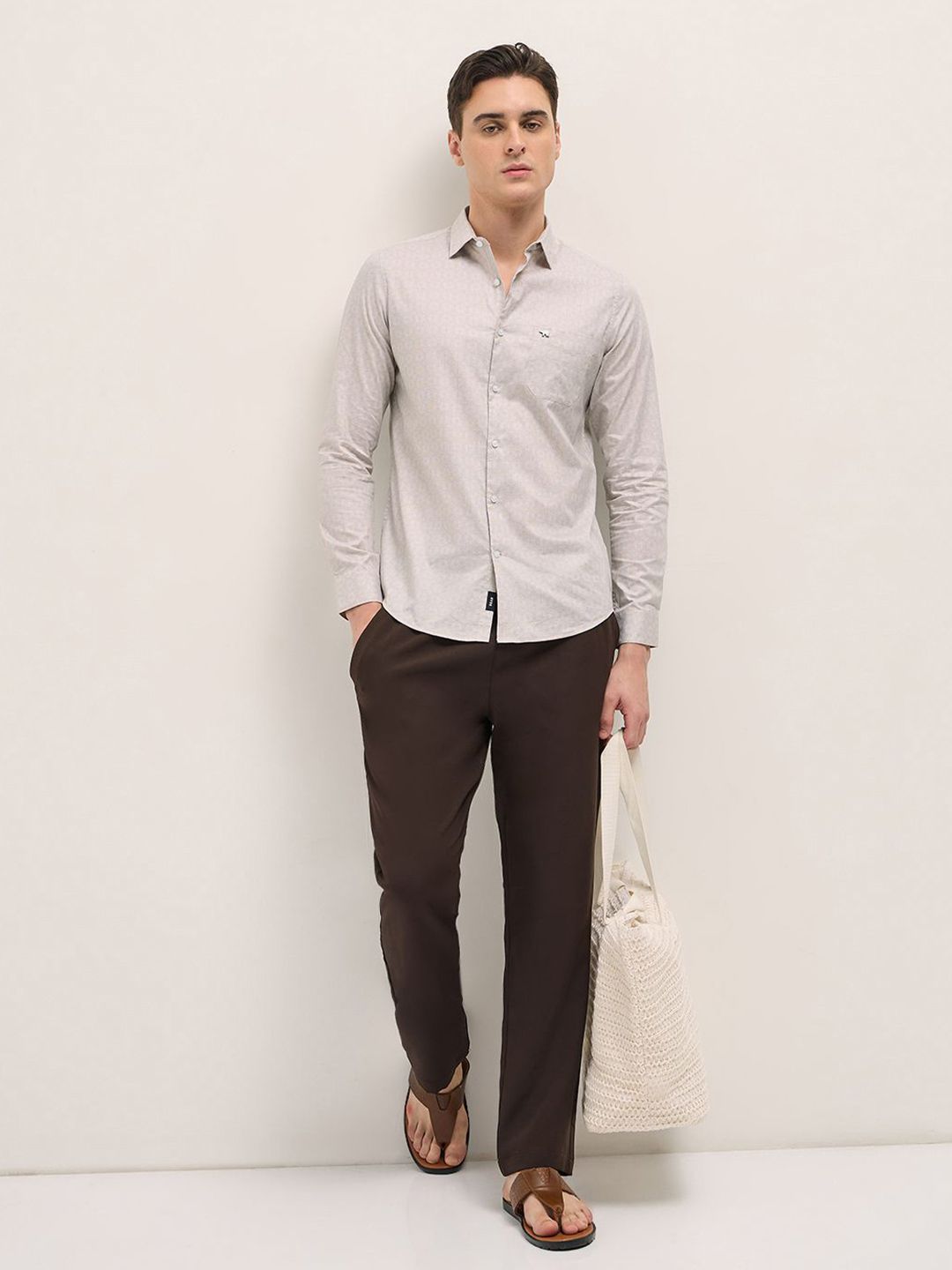 THE BEAR HOUSE Men Spread Collar Geometric Printed Pure Cotton Tailored Fit Formal Shirt