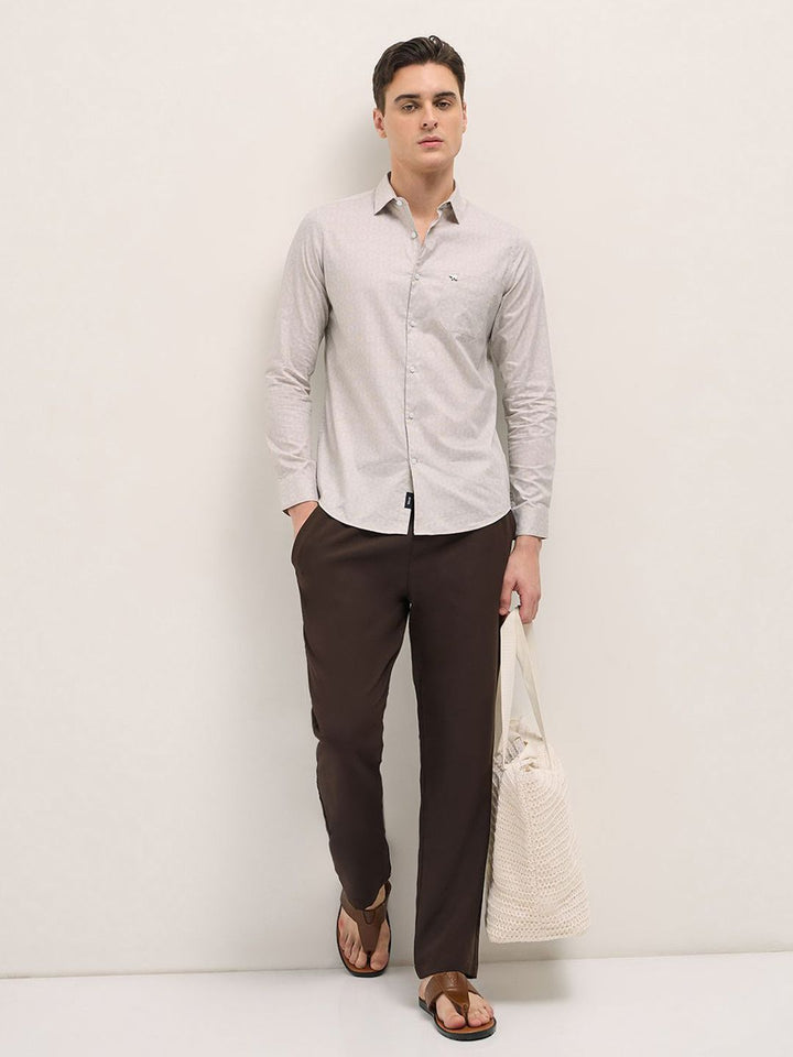 THE BEAR HOUSE Men Spread Collar Geometric Printed Pure Cotton Tailored Fit Formal Shirt