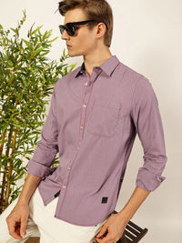 Thomas Scott Men Smart Spread Collar Micro Checked Cotton Slim Fit Casual Shirt