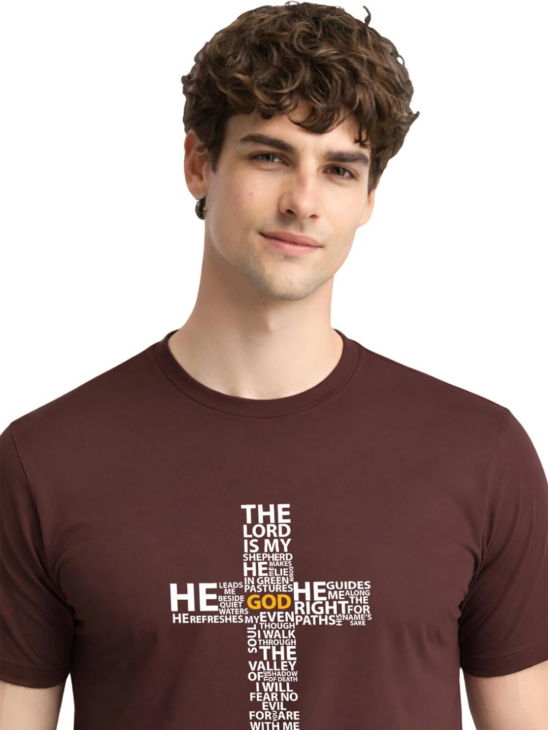 ADRO Cross Typography Printed Round Neck Short Sleeves Cotton T-shirt