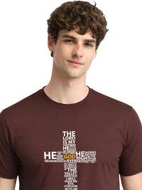 ADRO Cross Typography Printed Round Neck Short Sleeves Cotton T-shirt