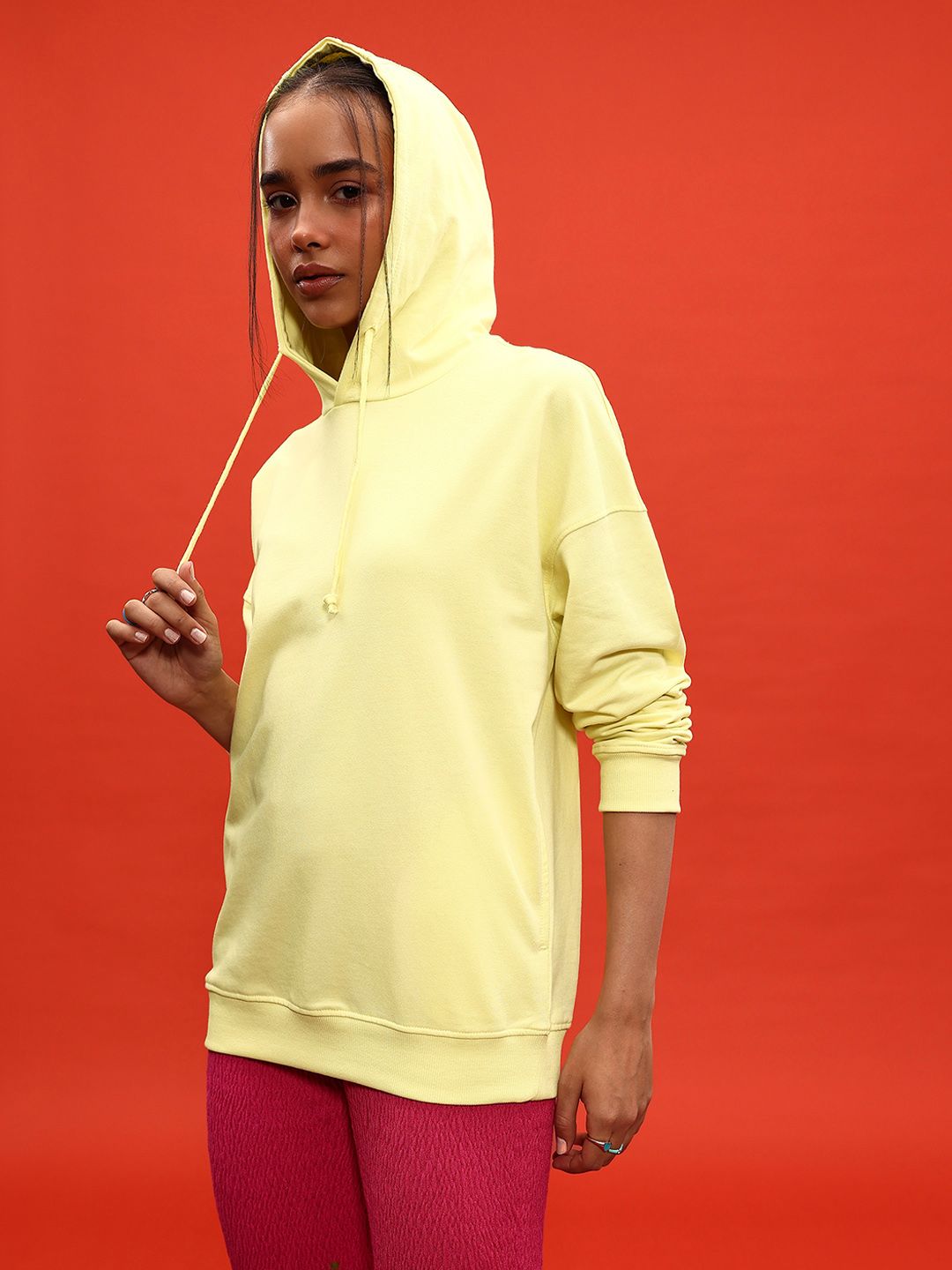 DressBerry Hooded Drop-Shoulder Relaxed Sweatshirt