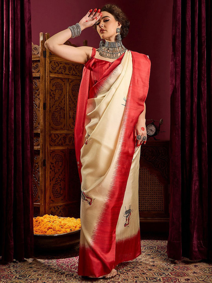 Saree mall Ethnic Motifs Printed Durga Puja Saree