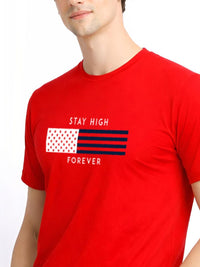 ADRO Typography Printed Round Neck Short Sleeves Regular Fit Pure Cotton T-shirt