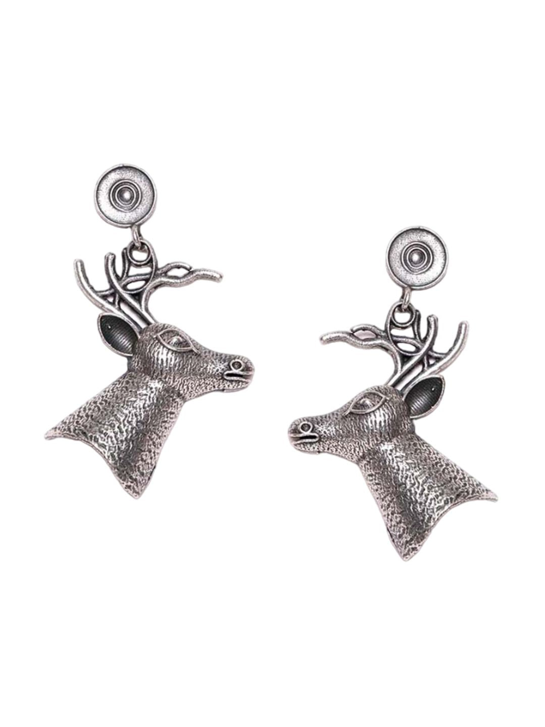 PANASH Silver Plated Oxidized Contemporary Drop Earrings