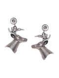 PANASH Silver Plated Oxidized Contemporary Drop Earrings