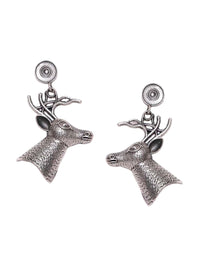 PANASH Silver Plated Oxidized Contemporary Drop Earrings