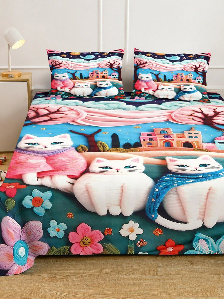 Klotthe Animal Printed Fitted 400 TC King 7D Cadar & 2 Sarung Bantal- 2.50 m x 2.25 m