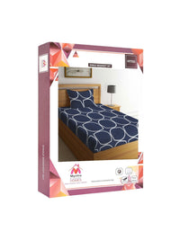 Myntra Elegant Homes Blue Geometric Polycotton Breathable 300 TC Dilengkapi Cadar Single Halus dengan Sarung Bantal-87 x 59 inci