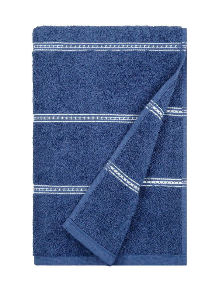MYTRIDENT Blue & White Striped Cotton 450 GSM Bath Towel