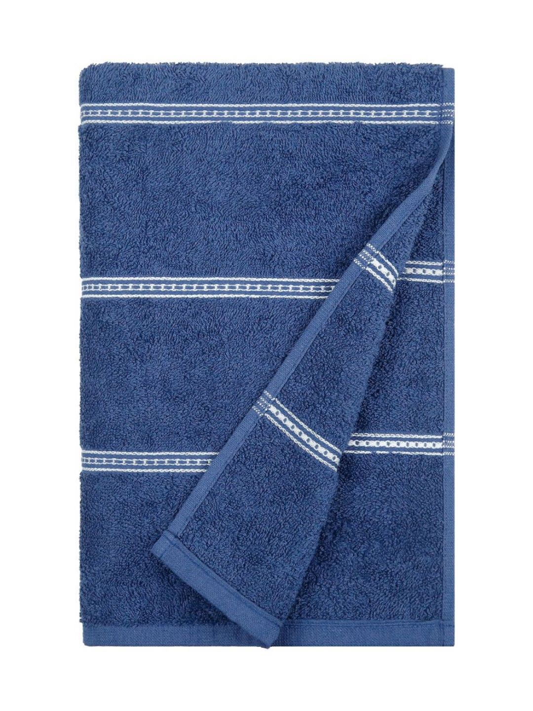 MYTRIDENT Blue & White Striped Cotton 450 GSM Bath Towel