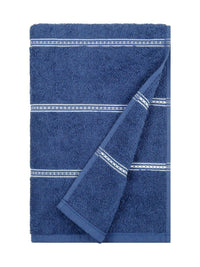 MYTRIDENT Blue & White Striped Cotton 450 GSM Bath Towel