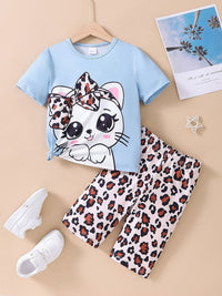 YK Girls Printed T-shirt with Trousers