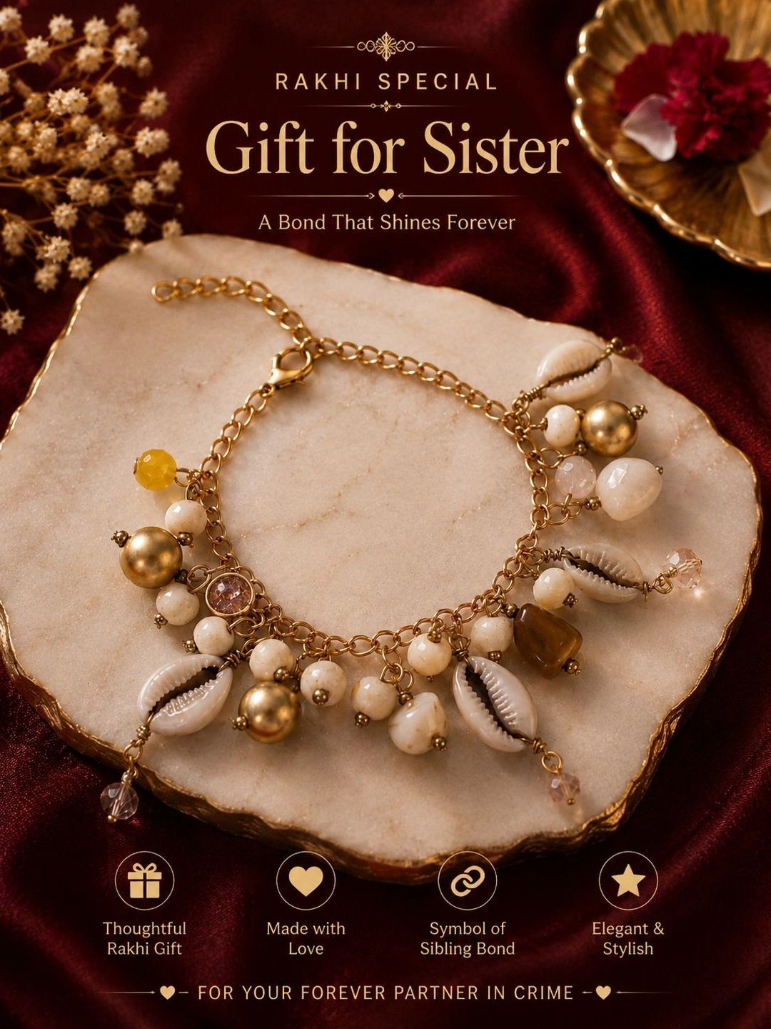 VOGUE PANASH Women Brass Gold-Plated Charm Bracelet
