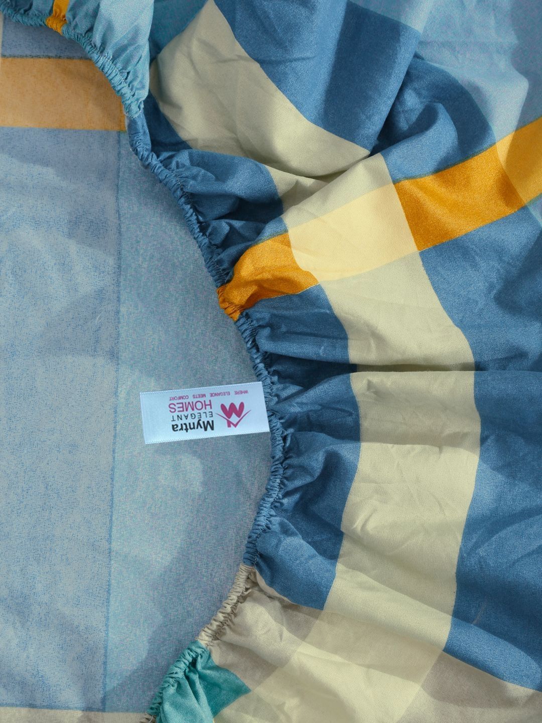 Myntra Elegant Homes Biru & Beige Printed 300 TC Set Cadar King 2.45 x 2.24 m