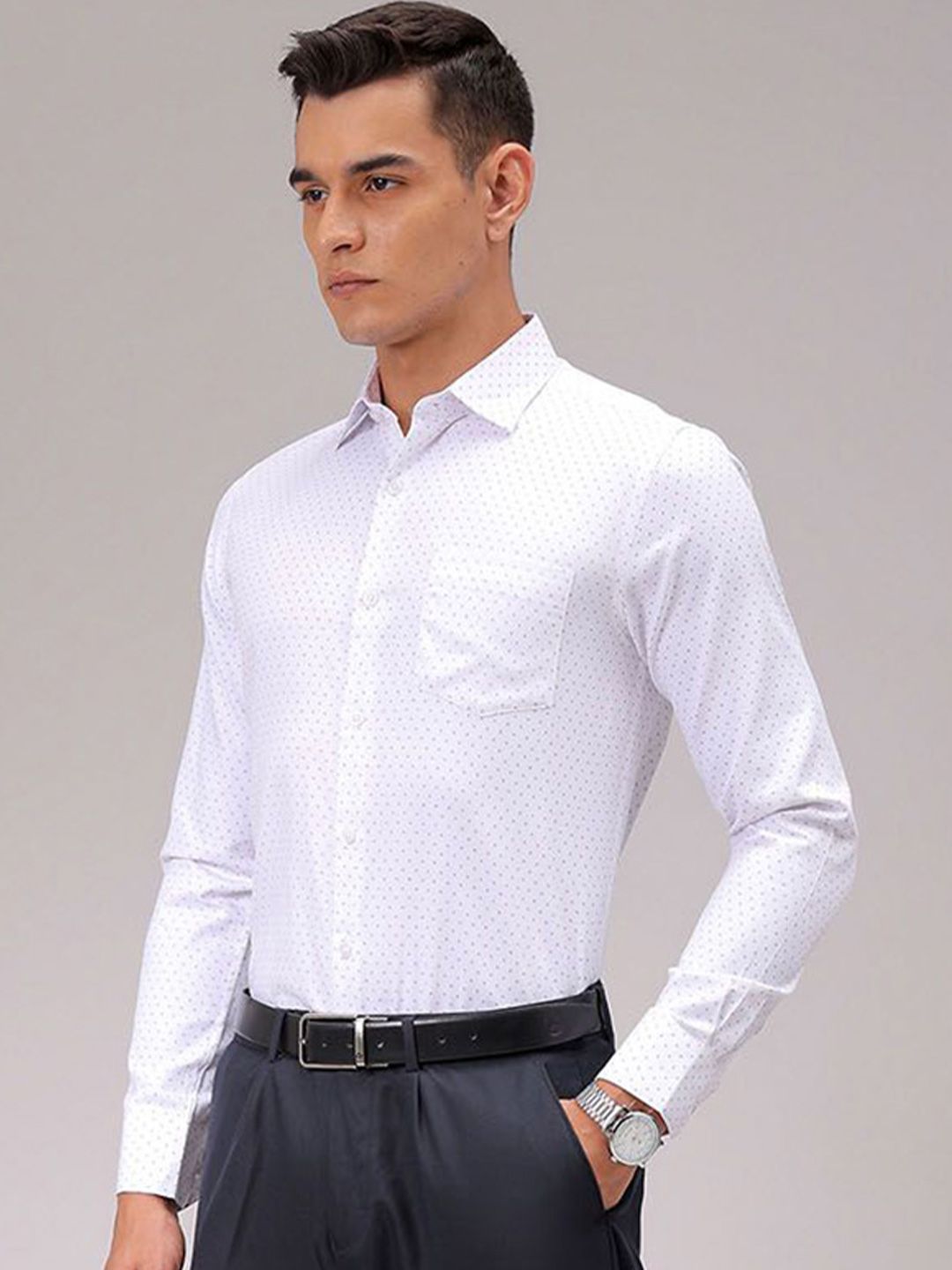 The Indian Garage Co. X Luxe Men Cutaway Collar Micro Ditsy Printed Cotton Formal Shirt