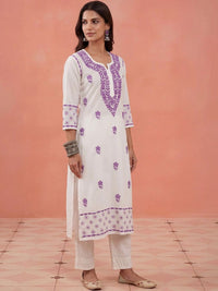 Kurta Kerja Benang Sulam Bunga Rumah Wanita Chikankari