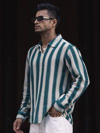 Powerlook Men Striped Polo Collar Relaxed Fit T-shirt