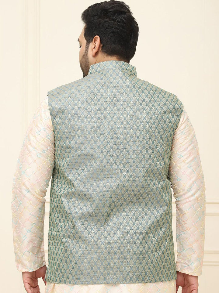 SOJANYA PLUS Lelaki Plus Size Printed Mandarin Collar Nehru Jaket