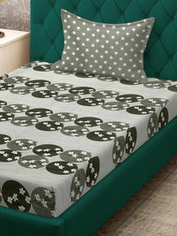 KLOTTHE Olive Floral Cotton Single Bedsheets