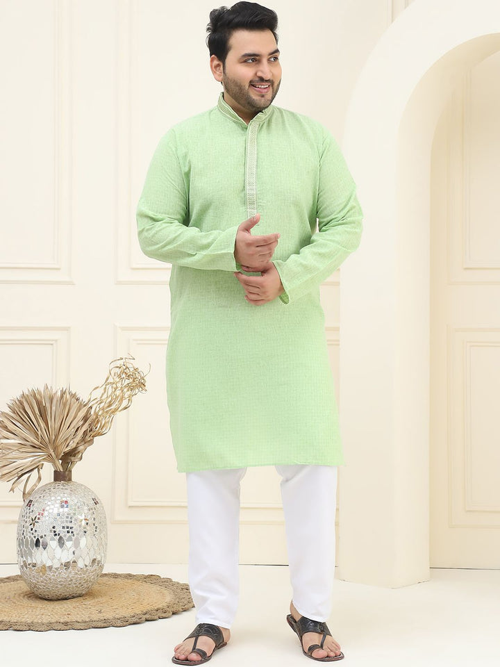 SOJANYA PLUS Woven Design Mandarin Collar Pure Cotton Straight Kurta with Pyjamas