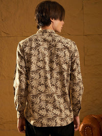 DENNISON Floral Block Printed Mandarin Collar Cotton Short Kurta