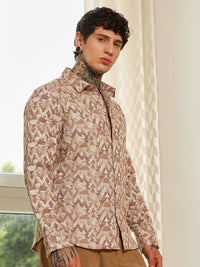 Campus Sutra Comfort Chevron Printed Spread Collar Casual Shirt