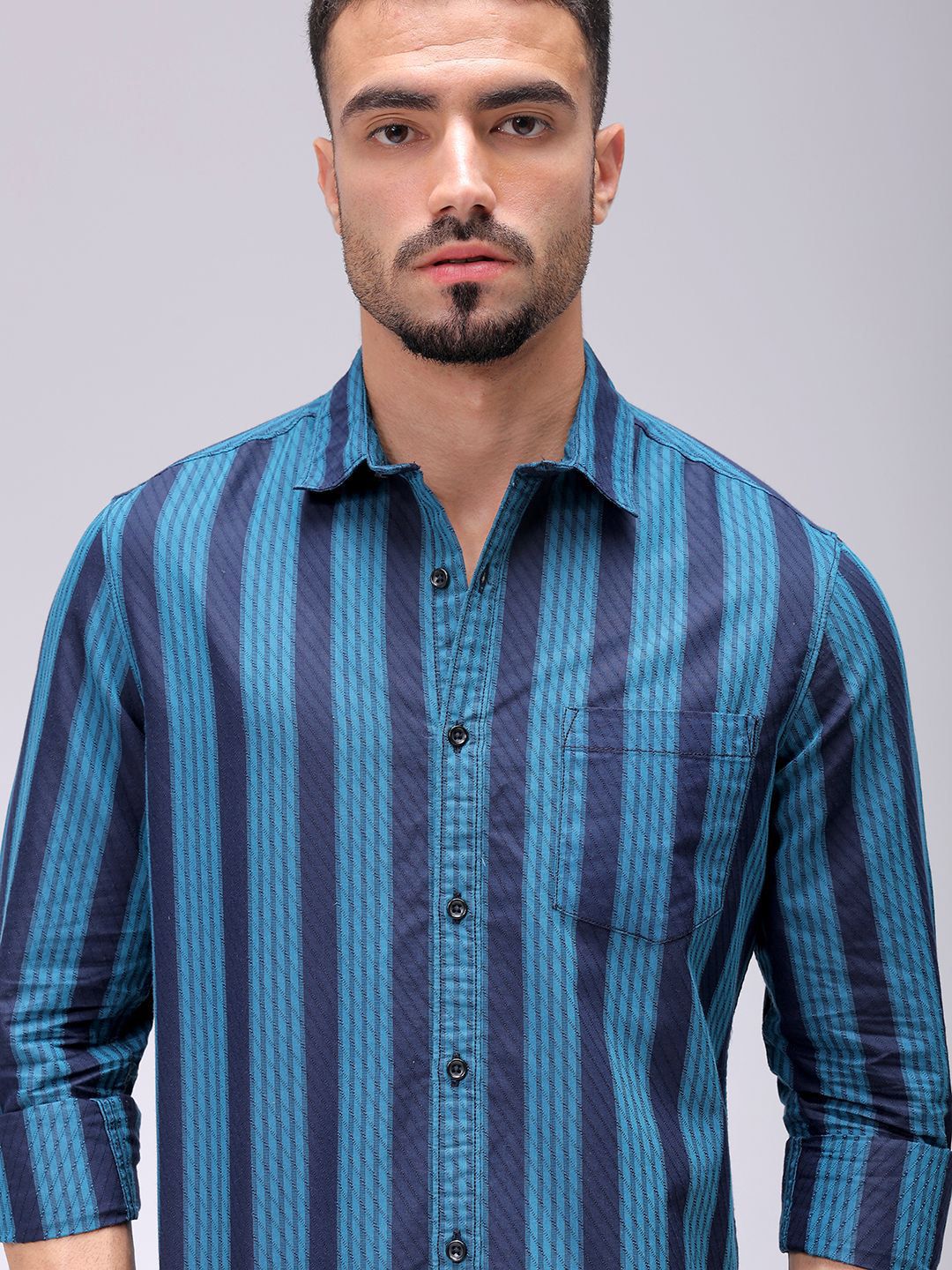 The Indian Garage Co Men Slim Fit Multi Stripes Opaque Striped Casual Shirt