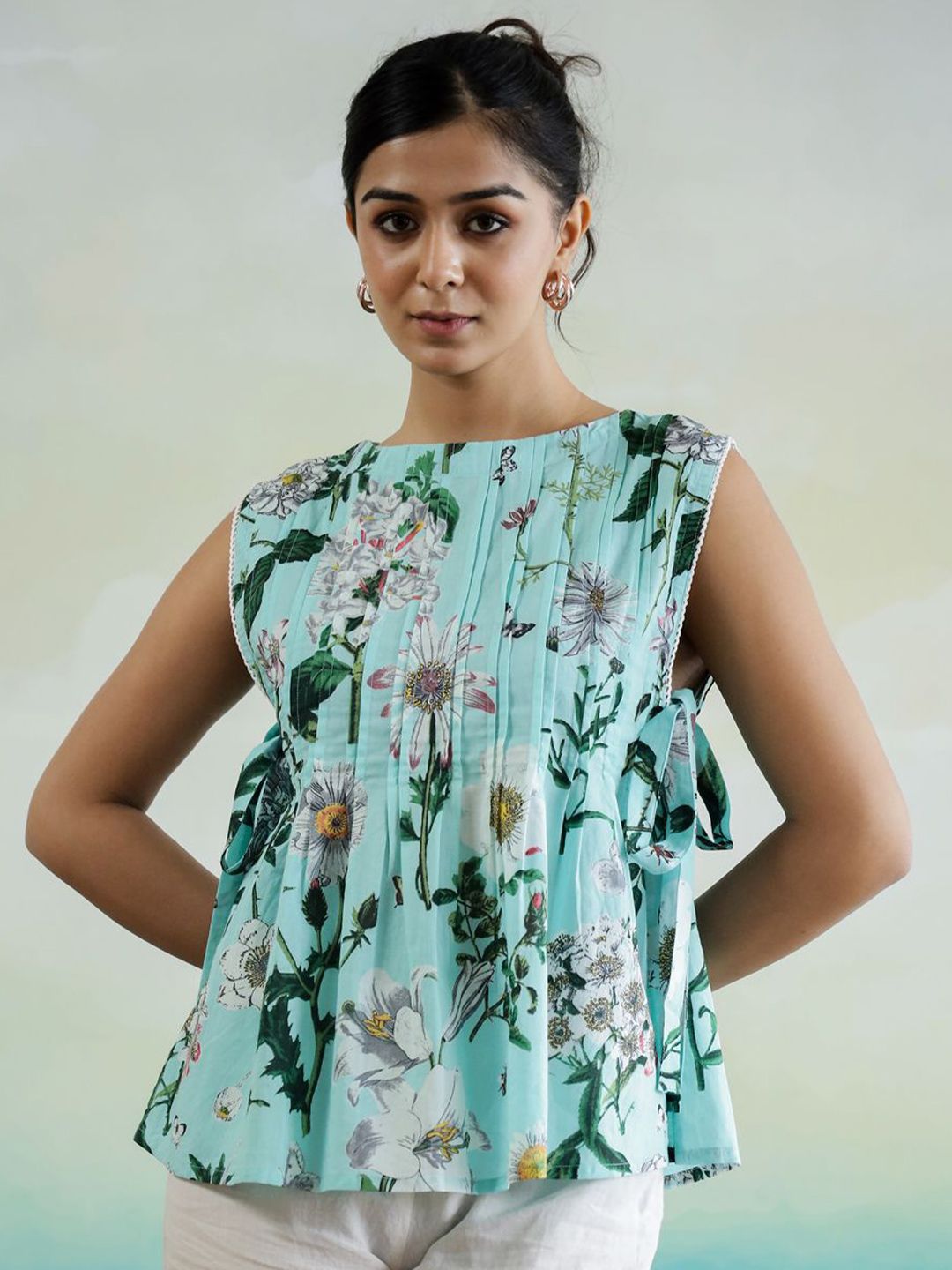 SANSKRUTIHOMES Women Floral Print Cotton Top