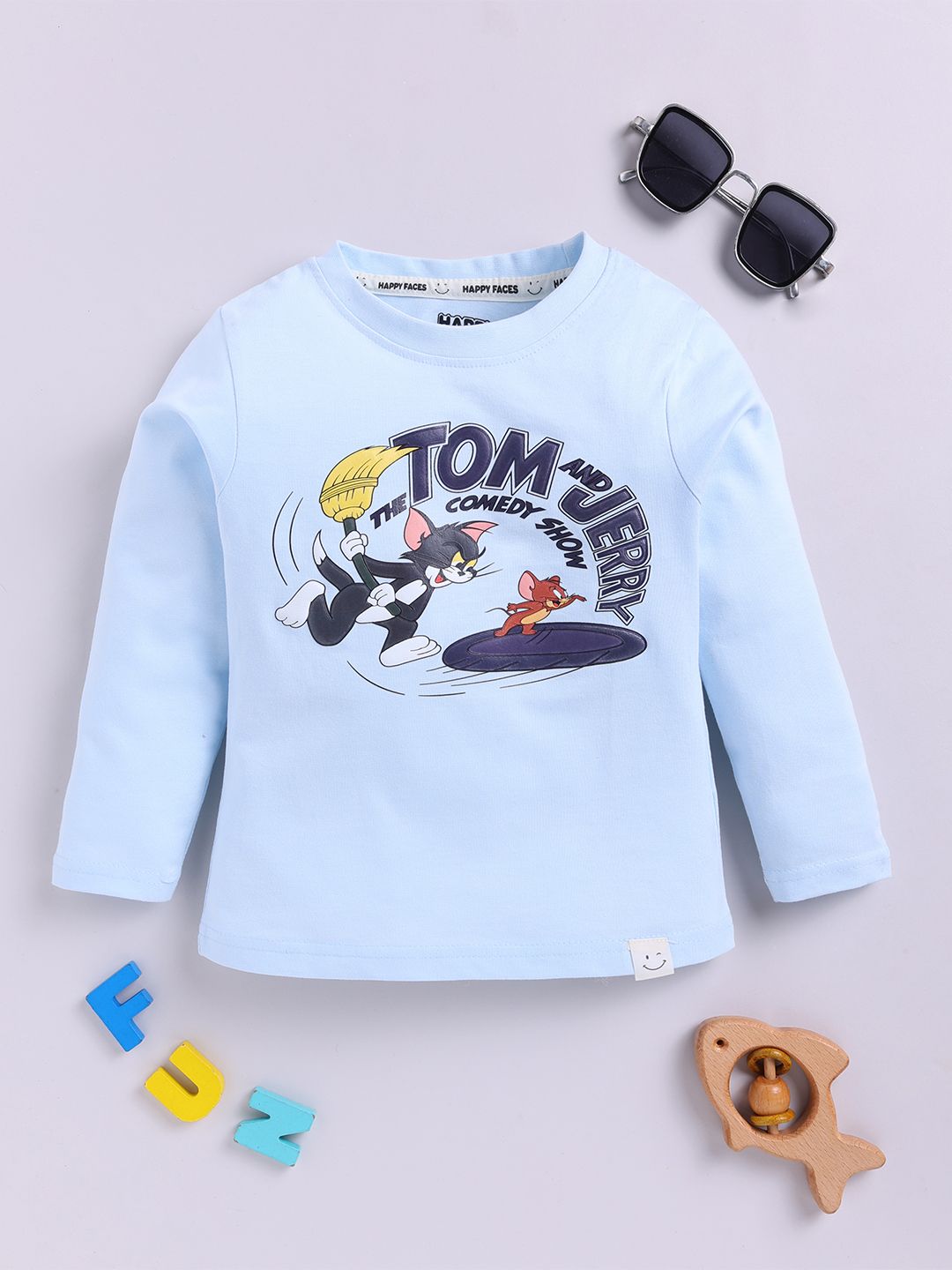 Happy Faces Boys Tom & Jerry Printed Pure Cotton T-shirt