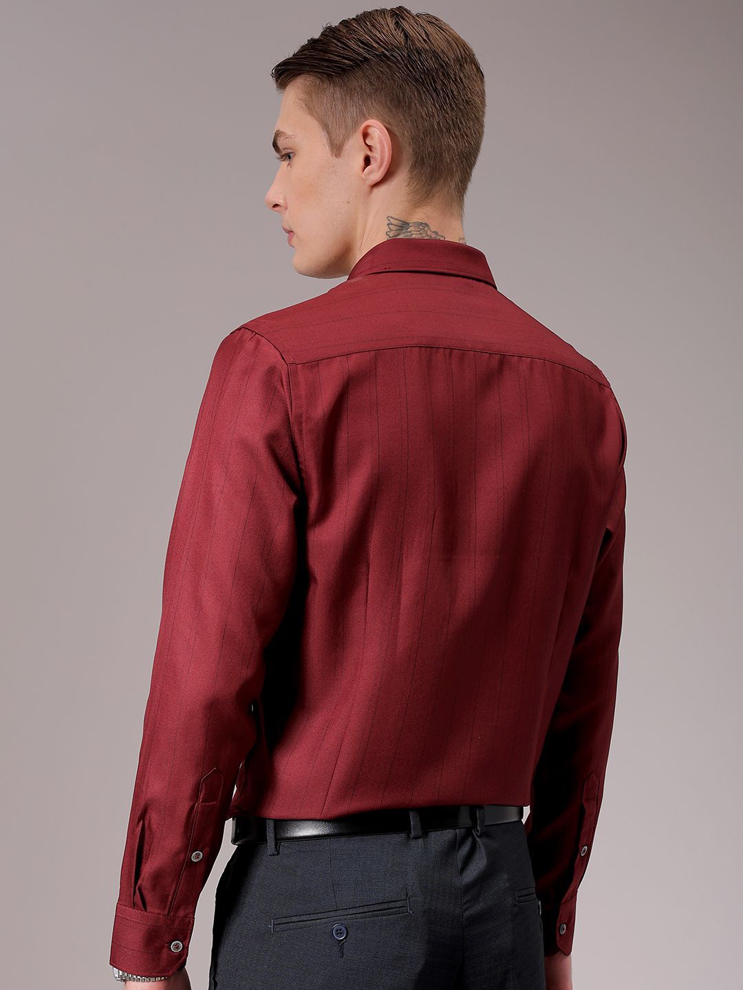 The Indian Garage Co. X Luxe Men Spread Collar Multi Striped Slim Fit Formal Shirt