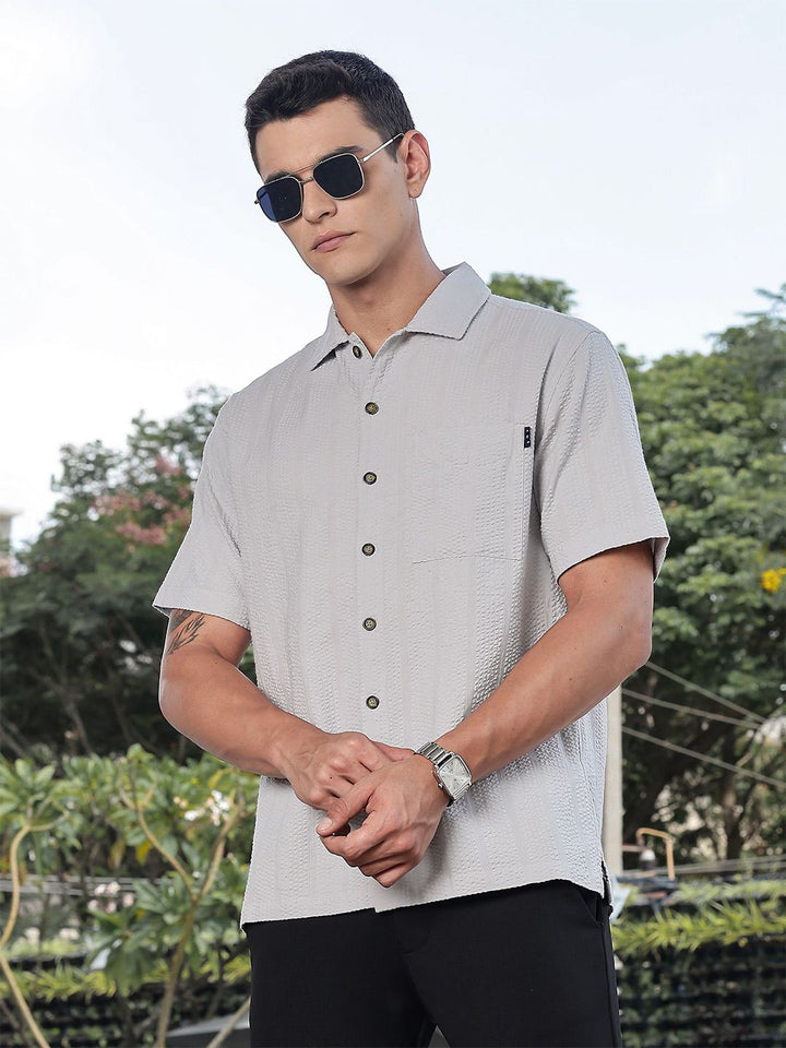 Thomas Scott Men's Premium Seersucker Cotton Casual Shirt