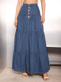 Sassafras Wanita Denim Maxi Skirt