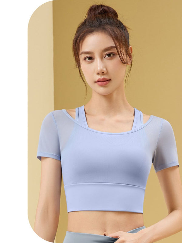 HRX by Hrithik Roshan Round Neck Short Sleeves Crop Top