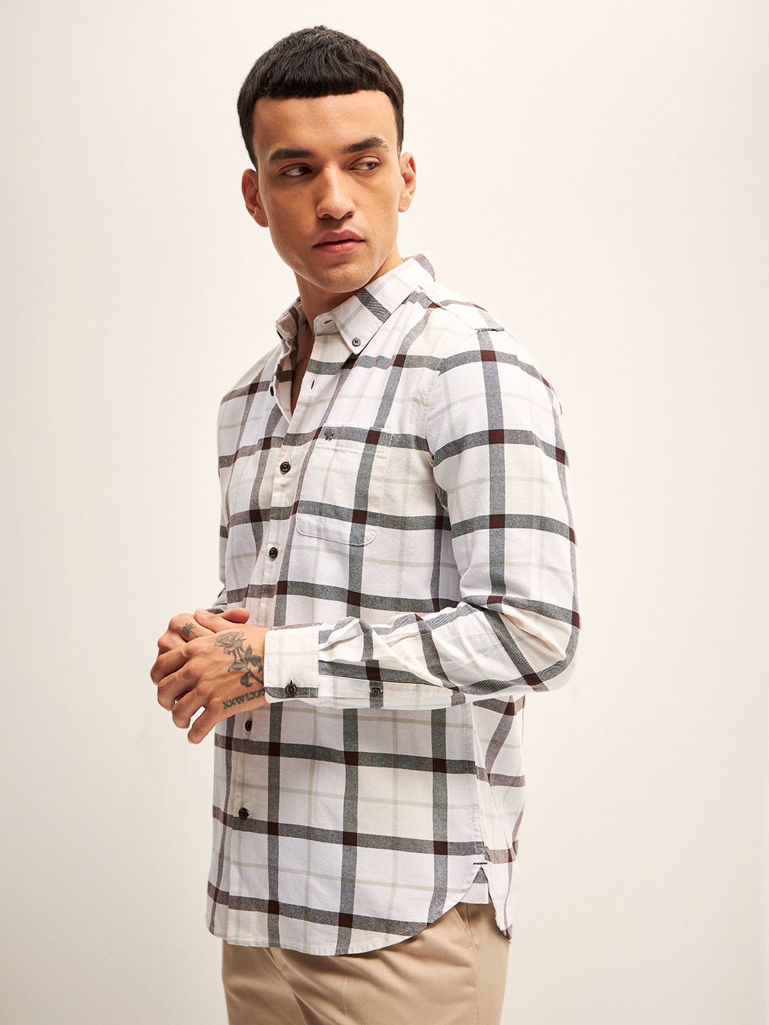 THE BEAR HOUSE Men Slim Fit Checked Casual Shirt
