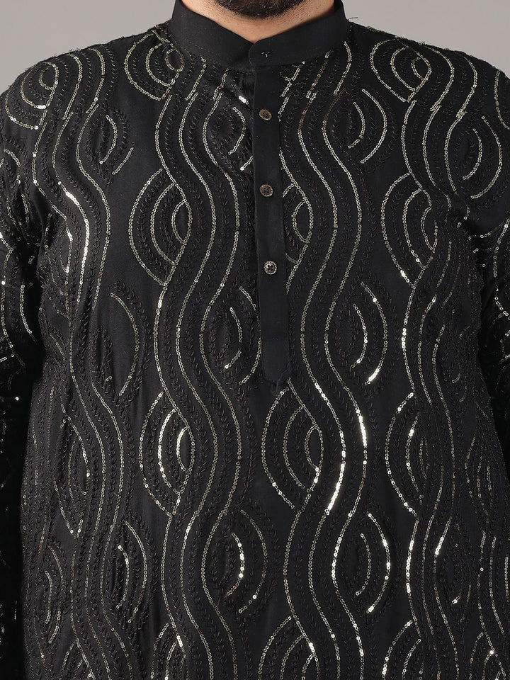 SOJANYA PLUS Plus Size Men Floral Embroidered Pure Cotton Straight Kurta & Pyjamas