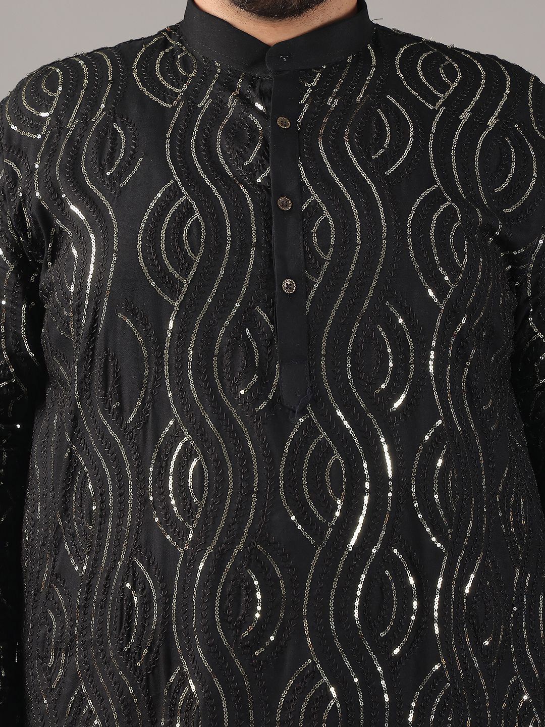 SOJANYA PLUS Plus Size Men Floral Embroidered Pure Cotton Straight Kurta & Pyjamas