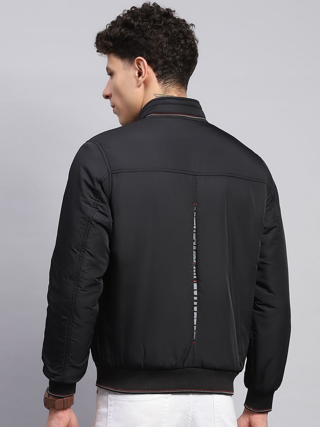 Monte Carlo Men Mock Collar Solid Casual Sporty Jacket