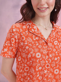 DressBerry Printed Cuban Collar Shirt