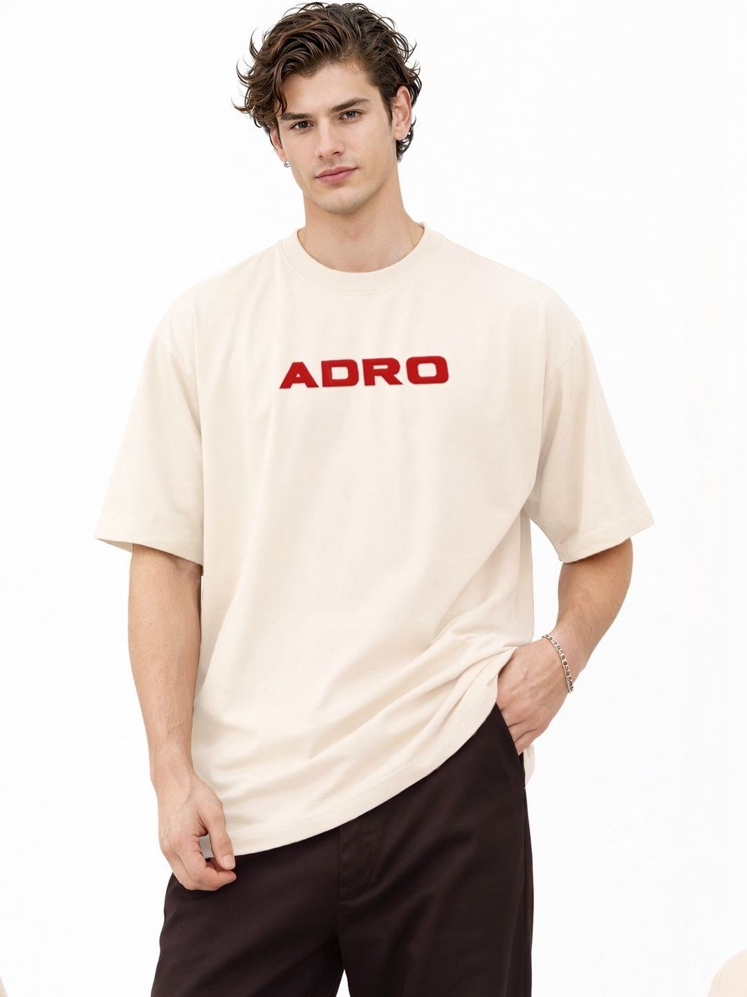 ADRO Men Printed Drop-Shoulder Sleeves T-shirt