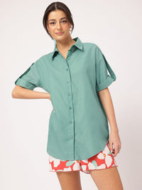 DressBerry Casual Roll Up Sleeves Oversized Shirt
