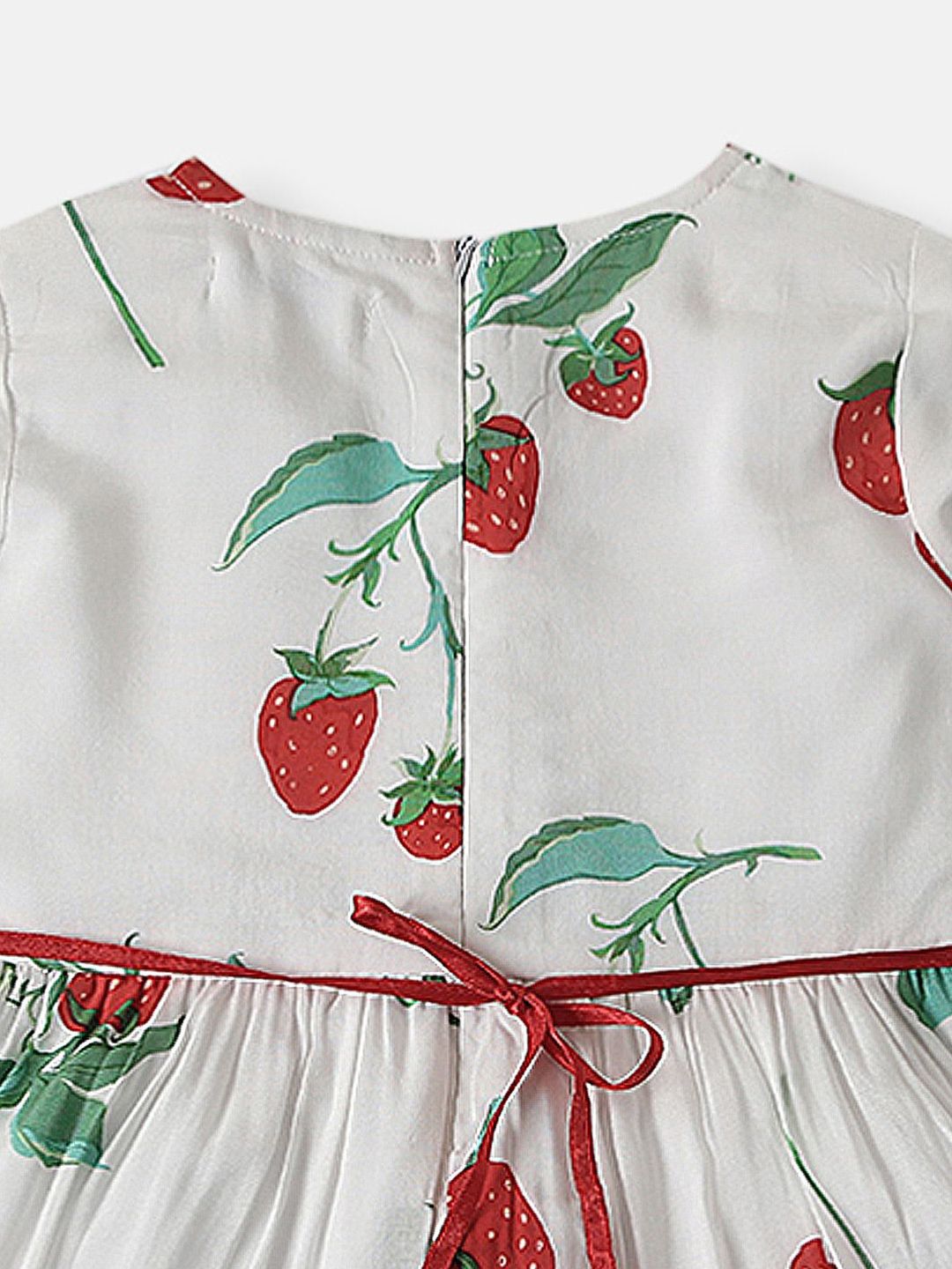 Nauti Nati Girls Soft Rayon Cotton Strawberry Print Frock