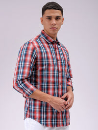 The Indian Garage Co Men Cutaway Collar Checked Cotton Slim Fit Casual Shirt
